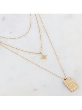 Collier 3 rangs doré avec...